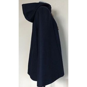 J Crew Navy Toggle Cape Poncho Wool Cashmere